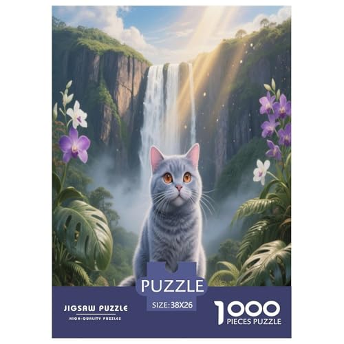 1000 Teile Britisch Kurzhaar Puzzle – Für Erwachsene, Familienspaß & Bildung, Katze Wasserfall Pflanzen Puzzle, Wohnkultur, Geschenk Zum Geburtstag 38x26cm/1000pcs 1000 Teile Britisch Kurzhaar Puzzle – Für Erwachsene, Familienspaß & Bildung, Katze Wasserfall Pflanzen Puzzle, Wohnkultur, Geschenk Zum Geburtstag 38x26cm/1000pcs von WXLWHR