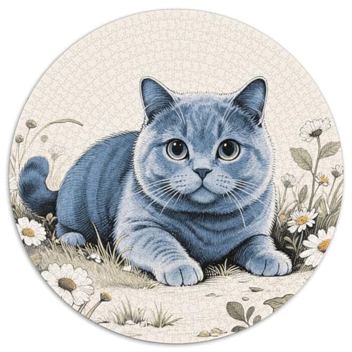 1000 Teile Britisch Kurzhaar Puzzle Für Jugendliche Und Erwachsene Herausforderung Spiel Britisch Kurzhaar Blumen Puzzles Aus Karton Wohndekoration Geschenkideen 1000pcs (67.5x67.5cm) von WXLWHR
