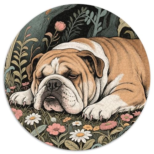1000 Teile BullHundge Puzzle Für Jugendliche Und Erwachsene Puzzlespiel Kreativspiel BullHundgegenblumen Puzzle Aus Karton Wohndekoration Unique Gift 1000pcs (67.5x67.5cm) von WXLWHR