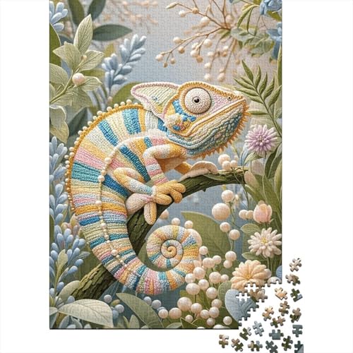 1000 Teile Chamäleon Puzzle Für Erwachsene Und Kinder Holzpuzzle Pädagogisches Spiel Chamäleon-Pflanze-Perle Puzzle Wohndekoration Geschenk Für Erwachsene 1000pcs (75x50cm) von WXLWHR