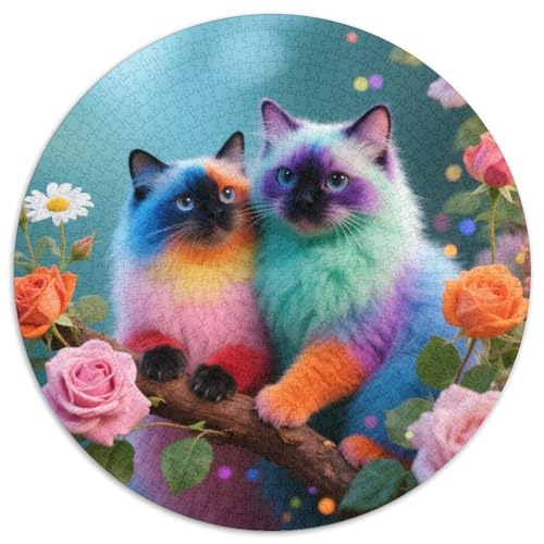1000 Teile Colorful Ragdoll Katze Puzzle – Für Erwachsene, Anspruchsvolles Spiel, Rosenblumen Puzzle, Wohnkultur, Geschenk Zum Geburtstag 1000pcs (67.5x67.5cm) von WXLWHR