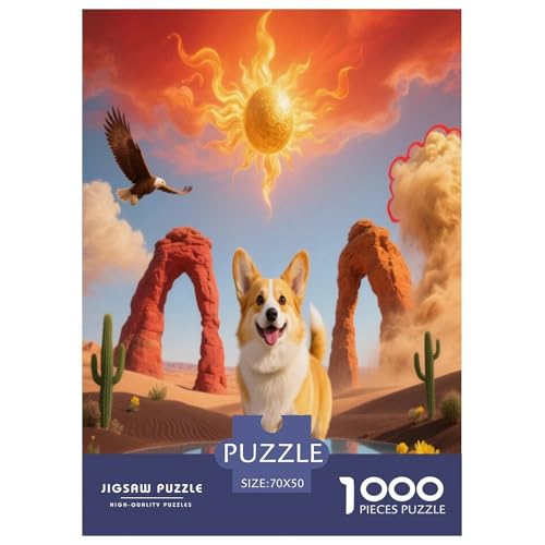 1000 Teile Corgi Puzzle – Für Erwachsene, Familienspaß & Bildung, Hund Wüste Puzzles, Dekoration, Einzigartiges Geschenk 70x50cm/1000pcs von WXLWHR