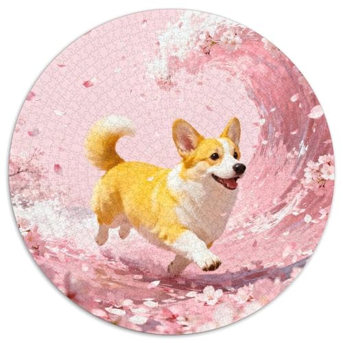 1000 Teile Corgi Puzzle – Für Erwachsene, Familienspaß & Gemeinsames Spiel, Kirschblütenwellen Puzzle, Wohnkultur, Geschenkideen 1000pcs (67.5x67.5cm) von WXLWHR