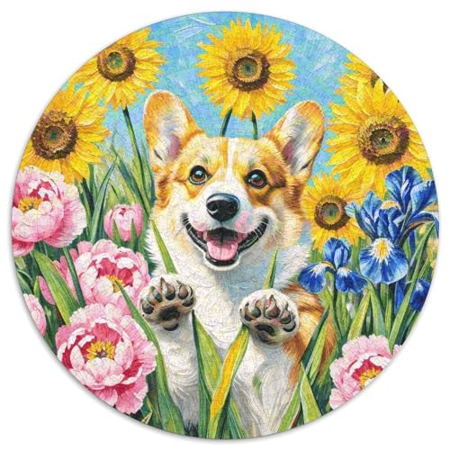 1000 Teile Corgi Puzzle Für Jugendliche Und Erwachsene Familien Spiel Corgi Blumen Puzzles Aus Karton Wohndekoration Geschenkideen 1000pcs (67.5x67.5cm) von WXLWHR