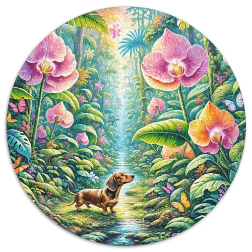 1000 Teile Dackel Puzzle Für Jugendliche Und Erwachsene Geschicklichkeitsspiel Dackel Exotische Blumen Puzzles Aus Karton Wohndekoration Unique Gift 1000pcs (67.5x67.5cm) von WXLWHR