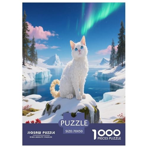 1000 Teile Devon Rex Katze Puzzle – Für Erwachsene, Familienspaß & Bildung, Katze Gletscher Puzzle, Wohnkultur, Geschenk Für Kinder 70x50cm/1000pcs von WXLWHR