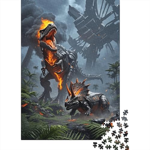 1000 Teile Dinosaurier Puzzle Für Erwachsene Und Kinder Holzpuzzle Pädagogisches Spiel Dinosaurierier-Waldschlacht Puzzle Wohndekoration Geschenkideen 1000pcs (75x50cm) von WXLWHR