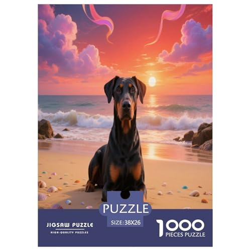 1000 Teile Dobermann Puzzle – Für Erwachsene, Familienspaß & Bildung, Hund Meeresküste Beach Puzzle, Wohnkultur, Geschenkideen 38x26cm/1000pcs 1000 Teile Dobermann Puzzle – Für Erwachsene, Familienspaß & Bildung, Hund Meeresküste Beach Puzzle, Wohnkultur, Geschenkideen 38x26cm/1000pcs von WXLWHR