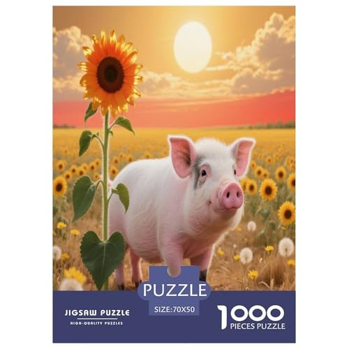 1000 Teile Domestic Schwein Puzzle – Für Erwachsene, Herausforderndes Denkspiel, Sonnenblumenfeld Puzzles, Dekoration, Geschenkideen 70x50cm/1000pcs 1000 Teile Domestic Schwein Puzzle – Für Erwachsene, Herausforderndes Denkspiel, Sonnenblumenfeld Puzzles, Dekoration, Geschenkideen 70x50cm/1000pcs von WXLWHR