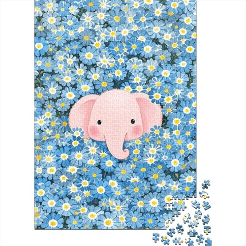 1000 Teile Elefant Puzzle Für Erwachsene Und Kinder Holzpuzzle Pädagogisches Spiel Babyelefant-Blumen Puzzle Wohndekoration Einzigartiges Geschenk 1000pcs (75x50cm) von WXLWHR