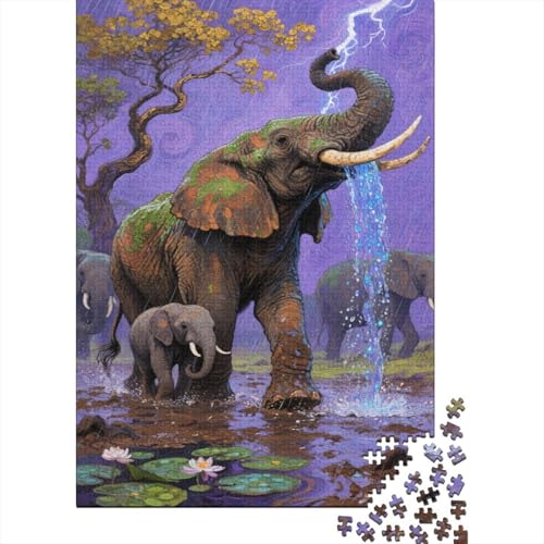 1000 Teile Elefant Puzzle Für Erwachsene Und Kinder Holzpuzzle Pädagogisches Spiel Elefant-Babyelefant Puzzle Wohndekoration Geschenk Zum Geburtstag 1000pcs (75x50cm) von WXLWHR