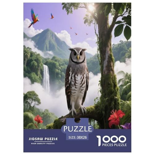 1000 Teile Eule Puzzle – Für Erwachsene, Herausforderndes Denkspiel, Mountain Dschungel Puzzles, Dekoration, Geschenkideen 38x26cm/1000pcs von WXLWHR