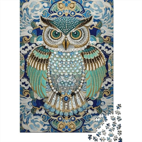 1000 Teile Eule Puzzle Für Erwachsene Und Kinder Holzpuzzle Geduldspiel Eule-Edelstein-Muster Puzzles Wohndekoration Geschenk Zu Weihnachten 1000pcs (75x50cm) von WXLWHR