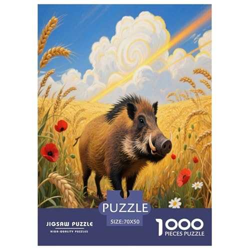 1000 Teile Eurasian Wildschwein Puzzle – Für Erwachsene, Herausforderndes Denkspiel, Weizenfeld Puzzles, Wohnkultur, Einzigartiges Geschenk 70x50cm/1000pcs 1000 Teile Eurasian Wildschwein Puzzle – Für Erwachsene, Herausforderndes Denkspiel, Weizenfeld Puzzles, Wohnkultur, Einzigartiges Geschenk 70x50cm/1000pcs von WXLWHR