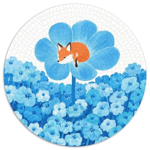 1000 Teile FOchse Puzzle Für Erwachsene Und Kinder aus Karton Pädagogisches Spiel Fuchs Blaue Blumen Puzzle Dekoration Geschenk Für Kinder 1000pcs (67.5x67.5cm) von WXLWHR