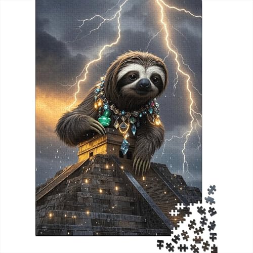 1000 Teile Faultier Puzzle Für Erwachsene Und Kinder Holzpuzzle Pädagogisches Spiel Faultier-Pyramide-Kristallkette Puzzle Wohndekoration Einzigartiges Geschenk 1000pcs (75x50cm) von WXLWHR