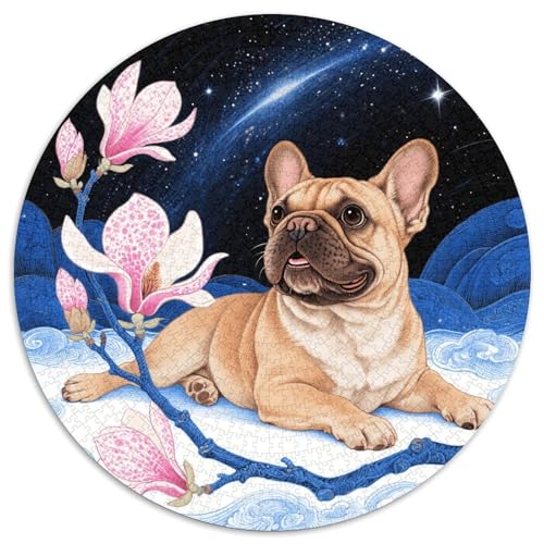 1000 Teile Französische Bulldoggege Puzzle Für Jugendliche Und Erwachsene Geschicklichkeitsspiel BullHund Blumen Plants Puzzles Aus Karton Wohndekoration Geschenk Für Erwachsene 1000pcs (67.5x67.5cm) von WXLWHR