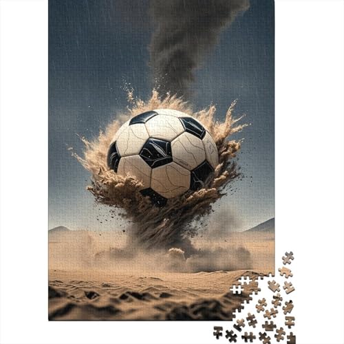 1000 Teile Fußball Puzzle Für Erwachsene Und Kinder Holzpuzzle Geduldspiel Tornado-Staub-Fußball Puzzles Wohndekoration Geschenkideen 1000pcs (75x50cm) von WXLWHR