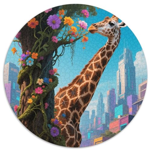 1000 Teile Giraffe Puzzle Für Jugendliche Und Erwachsene Geschicklichkeitsspiel Giraffe Blütenbaum Puzzles Aus Karton Wohndekoration Einzigartiges Geschenk 1000pcs (67.5x67.5cm) von WXLWHR