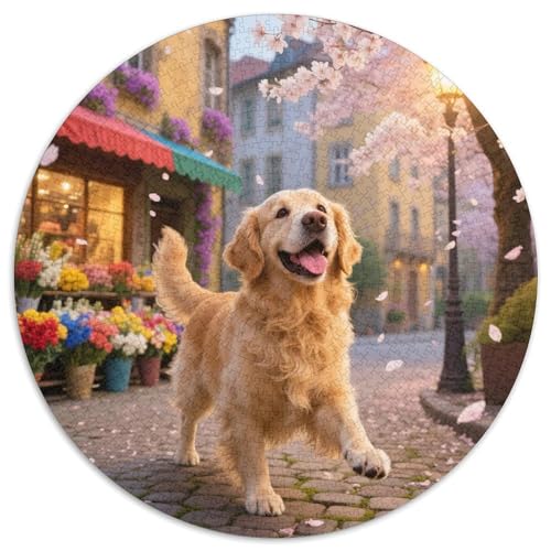 1000 Teile Golden Retriever Puzzle – Für Erwachsene, Anspruchsvolles Spiel, Florist Puzzle, Dekoration, Einzigartiges Geschenk 1000pcs (67.5x67.5cm) von WXLWHR