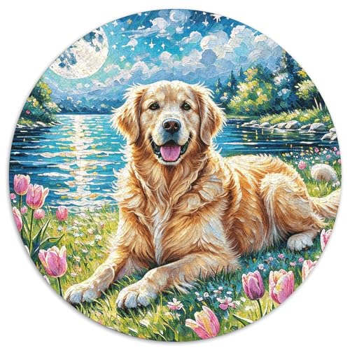 1000 Teile Golden Retriever Puzzle Für Jugendliche Und Erwachsene Familien Spiel Golden Retriever Tulpe Puzzles Aus Karton Wohndekoration Unique Gift 1000pcs (67.5x67.5cm) von WXLWHR