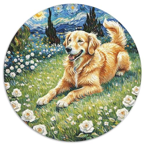 1000 Teile Golden Retriever Puzzle Für Jugendliche Und Erwachsene Familien Spiel Hund Weiße Rose Gras Puzzles Aus Karton Wohndekoration Geschenk Für Kinder 1000pcs (67.5x67.5cm) von WXLWHR