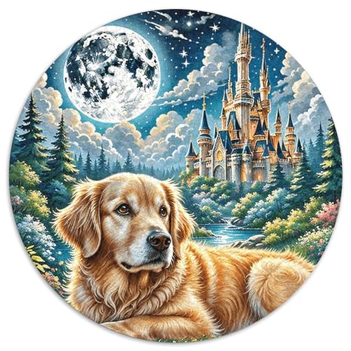 1000 Teile Golden Retriever Puzzle Für Jugendliche Und Erwachsene Geschicklichkeitsspiel Hund Schloss Puzzles Aus Karton Wohndekoration Geschenk Für Kinder 1000pcs (67.5x67.5cm) von WXLWHR