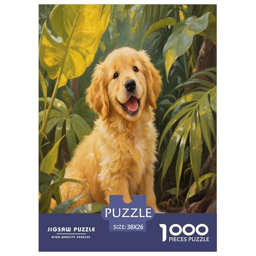1000 Teile Golden Retriever Welpe Puzzle – Für Erwachsene, Herausforderndes Denkspiel, Tropical Pflanzen Puzzle, Dekoration, Einzigartiges Geschenk 38x26cm/1000pcs 1000 Teile Golden Retriever Welpe Puzzle – Für Erwachsene, Herausforderndes Denkspiel, Tropical Pflanzen Puzzle, Dekoration, Einzigartiges Geschenk 38x26cm/1000pcs von WXLWHR
