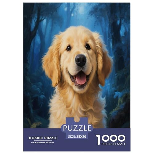 1000 Teile Golden Retriever Welpe Puzzle – Für Erwachsene, Herausforderndes Denkspiel, Wald Puzzles, Wohnkultur, Geschenk Zum Geburtstag 38x26cm/1000pcs 1000 Teile Golden Retriever Welpe Puzzle – Für Erwachsene, Herausforderndes Denkspiel, Wald Puzzles, Wohnkultur, Geschenk Zum Geburtstag 38x26cm/1000pcs von WXLWHR