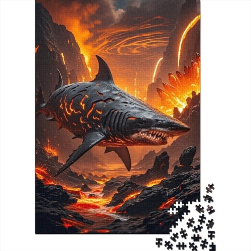 1000 Teile Hai Puzzle Für Erwachsene Und Kinder Holzpuzzle Pädagogisches Spiel Hai-Lava Puzzles Wohndekoration Geschenkideen 1000pcs (75x50cm) von WXLWHR