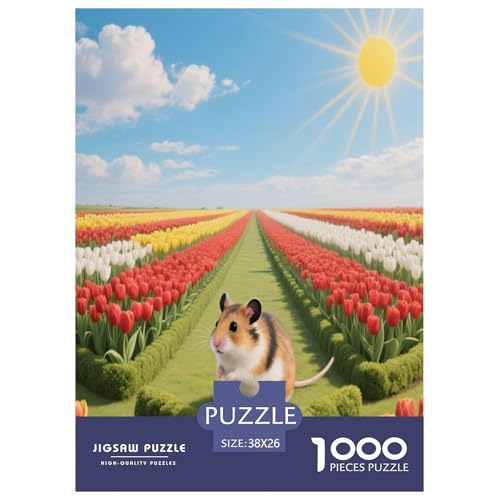 1000 Teile Hamster Puzzle – Für Erwachsene, Herausforderndes Denkspiel, Tulpenfeld Puzzle, Wohnkultur, Geschenk Für Erwachsene 38x26cm/1000pcs 1000 Teile Hamster Puzzle – Für Erwachsene, Herausforderndes Denkspiel, Tulpenfeld Puzzle, Wohnkultur, Geschenk Für Erwachsene 38x26cm/1000pcs von WXLWHR