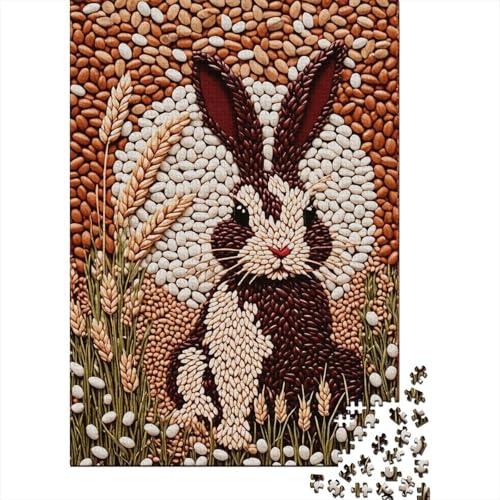 1000 Teile Hase Puzzle Für Erwachsene Und Kinder Holzpuzzle Geduldspiel Aus-Getreide-bestehender-Hase Puzzle Wohndekoration Geschenkideen 1000pcs (75x50cm) von WXLWHR