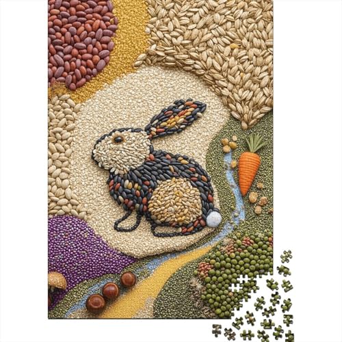 1000 Teile Hase Puzzle Für Erwachsene Und Kinder Holzpuzzle Pädagogisches Spiel Aus-Getreide-bestehender-Hase Puzzles Wohndekoration Geschenk Für Kinder 1000pcs (75x50cm) von WXLWHR