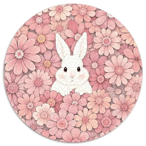 1000 Teile Hase Puzzle Für Erwachsene Und Kinder aus Karton Pädagogisches Spiel Hase Rosa Blumen Puzzle Wohnkultur Geschenk Für Kinder 1000pcs (67.5x67.5cm) von WXLWHR