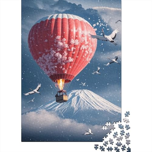 1000 Teile Heißluftballon Puzzle Für Erwachsene Und Kinder Holzpuzzle Pädagogisches Spiel Heißluftballon-Schneeberg-Kranich Puzzle Wohndekoration Geschenkideen 1000pcs (75x50cm) von WXLWHR