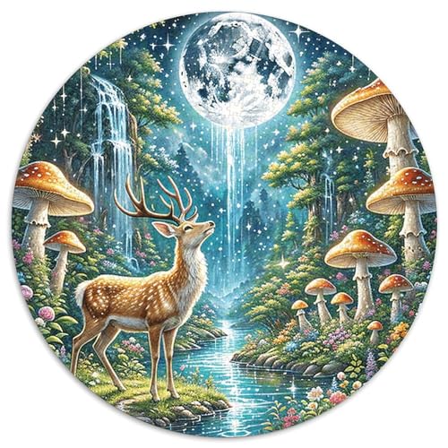 1000 Teile Hirsch Puzzle Für Jugendliche Und Erwachsene Geschicklichkeitsspiel Hirsch Mondbeschienener Wald Puzzles Aus Karton Wohndekoration Geschenkideen 1000pcs (67.5x67.5cm) von WXLWHR