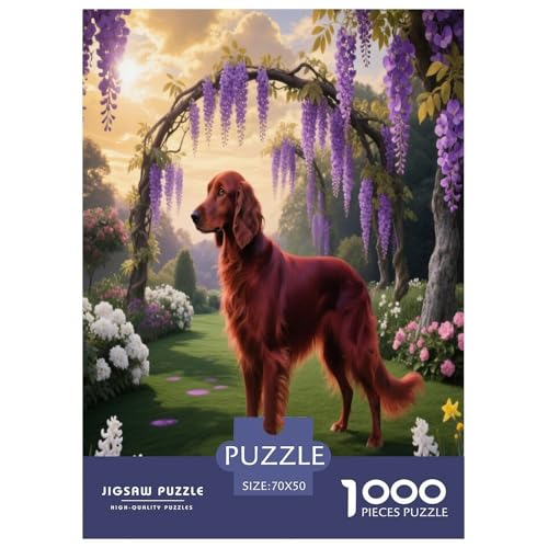 1000 Teile Irischer Setter Puzzle – Für Erwachsene, Herausforderndes Denkspiel, Glyzinien Garten Puzzles, Dekoration, Einzigartiges Geschenk 70x50cm/1000pcs 1000 Teile Irischer Setter Puzzle – Für Erwachsene, Herausforderndes Denkspiel, Glyzinien Garten Puzzles, Dekoration, Einzigartiges Geschenk 70x50cm/1000pcs von WXLWHR