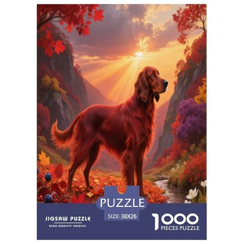 1000 Teile Irischer Setter Puzzle – Für Erwachsene, Herausforderndes Denkspiel, Rotes Blatttal Puzzles, Wohnkultur, Geschenkideen 38x26cm/1000pcs 1000 Teile Irischer Setter Puzzle – Für Erwachsene, Herausforderndes Denkspiel, Rotes Blatttal Puzzles, Wohnkultur, Geschenkideen 38x26cm/1000pcs von WXLWHR