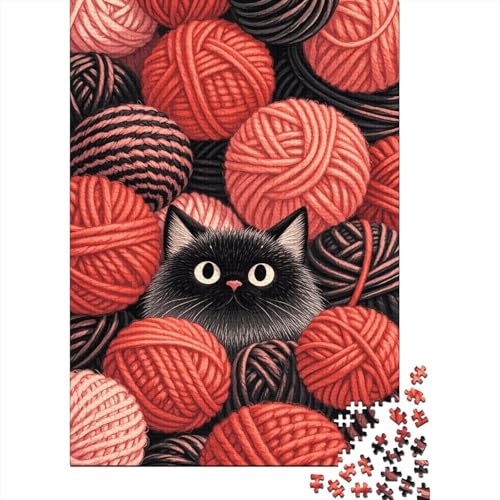 1000 Teile Kätzchen Puzzle Für Erwachsene Und Kinder Holzpuzzle Geduldspiel Wollknäuel-Kätzchen Puzzle Wohndekoration Geschenk Für Kinder 1000pcs (75x50cm) von WXLWHR