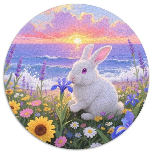 1000 Teile Kaninchen Puzzle – Für Erwachsene, Anspruchsvolles Spiel, Blumen am Meer Puzzle, Wohnkultur, Geschenkideen 1000pcs (67.5x67.5cm) von WXLWHR