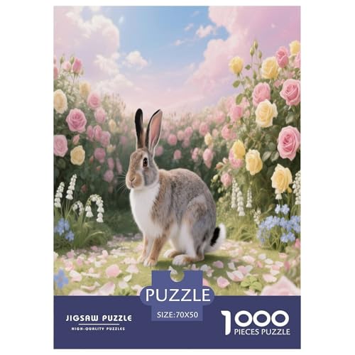 1000 Teile Kaninchen Puzzle – Für Erwachsene, Herausforderndes Denkspiel, Rosenhof Puzzle, Wohnkultur, Geschenkideen 70x50cm/1000pcs 1000 Teile Kaninchen Puzzle – Für Erwachsene, Herausforderndes Denkspiel, Rosenhof Puzzle, Wohnkultur, Geschenkideen 70x50cm/1000pcs von WXLWHR