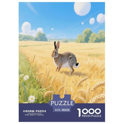 1000 Teile Kaninchen Puzzle – Für Erwachsene, Herausforderndes Denkspiel, Weizenfeld Wiese Puzzles, Dekoration, Geschenk Für Erwachsene 38x26cm/1000pcs 1000 Teile Kaninchen Puzzle – Für Erwachsene, Herausforderndes Denkspiel, Weizenfeld Wiese Puzzles, Dekoration, Geschenk Für Erwachsene 38x26cm/1000pcs von WXLWHR