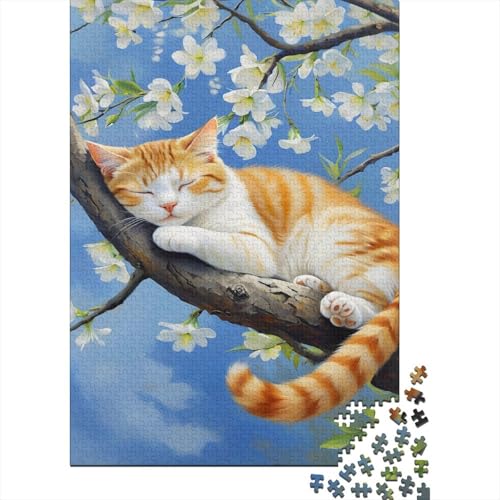 1000 Teile Katze Puzzle Für Erwachsene Und Kinder Holzpuzzle Pädagogisches Spiel Katze-schlafend-auf-AST Puzzle Wohndekoration Unique Gift 1000pcs (75x50cm) von WXLWHR
