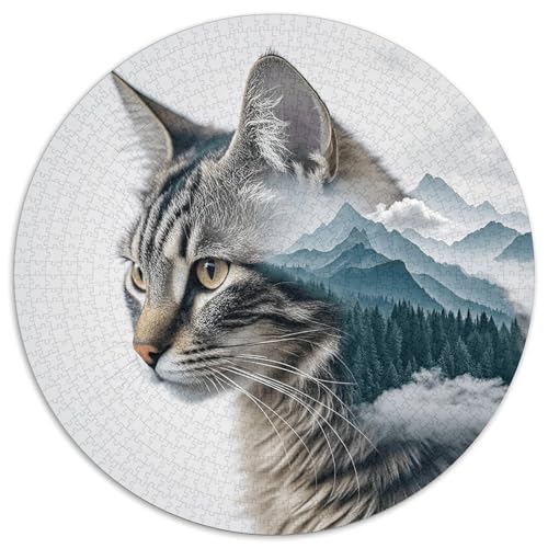 1000 Teile Katze Puzzle Für Erwachsene Und Kinder aus Karton Pädagogisches Spiel Katze Berg Wald Puzzle Wohnkultur Geschenkideen 1000pcs (67.5x67.5cm) von WXLWHR