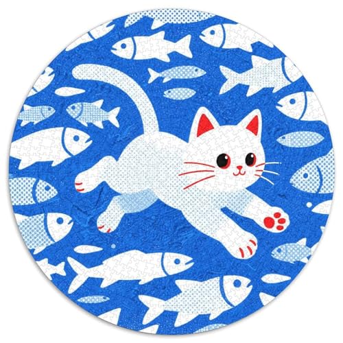 1000 Teile Katze Puzzle Für Erwachsene Und Kinder aus Karton Pädagogisches Spiel Katze Fischschwarm Puzzles Dekoration Geschenkideen 1000pcs (67.5x67.5cm) von WXLWHR