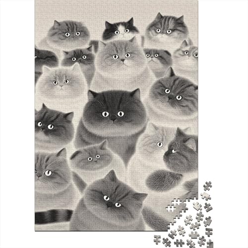 1000 Teile Katzes Puzzle Für Erwachsene Und Kinder Holzpuzzle Geduldspiel Katzen-versammeln-Sich Puzzle Wohndekoration Geschenk Für Kinder 1000pcs (75x50cm) von WXLWHR