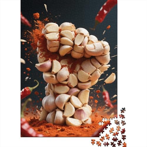1000 Teile Knoblauch Puzzle Für Erwachsene Und Kinder Holzpuzzle Pädagogisches Spiel Knoblauch-Faust Puzzle Wohndekoration Einzigartiges Geschenk 1000pcs (75x50cm) von WXLWHR