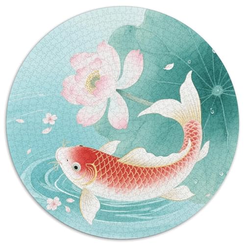 1000 Teile Koi-Karpfen-Karpfen Puzzle Für Jugendliche Und Erwachsene Geduldspiel Koi-Karpfen-Karpfen Lotus Puzzle Aus Karton Wohndekoration Geschenk Für Erwachsene 1000pcs (67.5x67.5cm) von WXLWHR