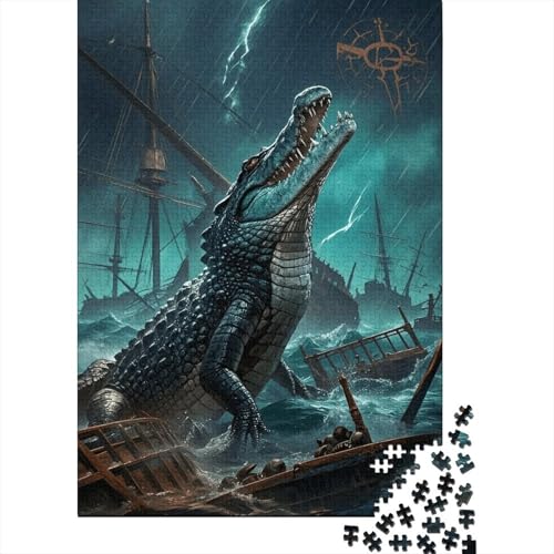 1000 Teile Krokodil Puzzle Für Erwachsene Und Kinder Holzpuzzle Pädagogisches Spiel Krokodil-Schiffswrack Puzzle Wohndekoration Geschenk Zu Weihnachten 1000pcs (75x50cm) von WXLWHR