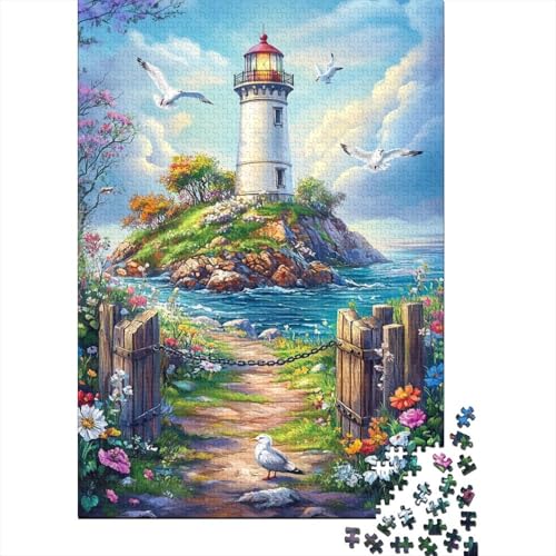 1000 Teile Küstenleuchtturm Puzzle Für Erwachsene Und Kinder Holzpuzzle Pädagogisches Spiel Insel-Leuchtturm Puzzles Wohndekoration Geschenk Zum Geburtstag 1000pcs (75x50cm) von WXLWHR